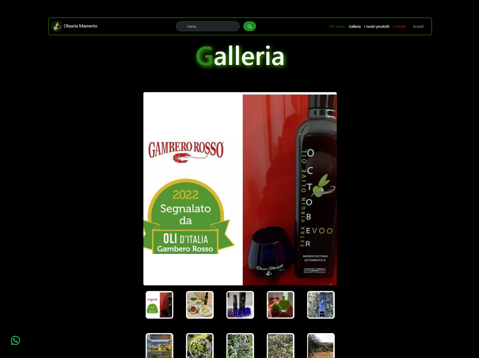 Screenshot 3 del progetto Olearia Mamerto (Laravel)