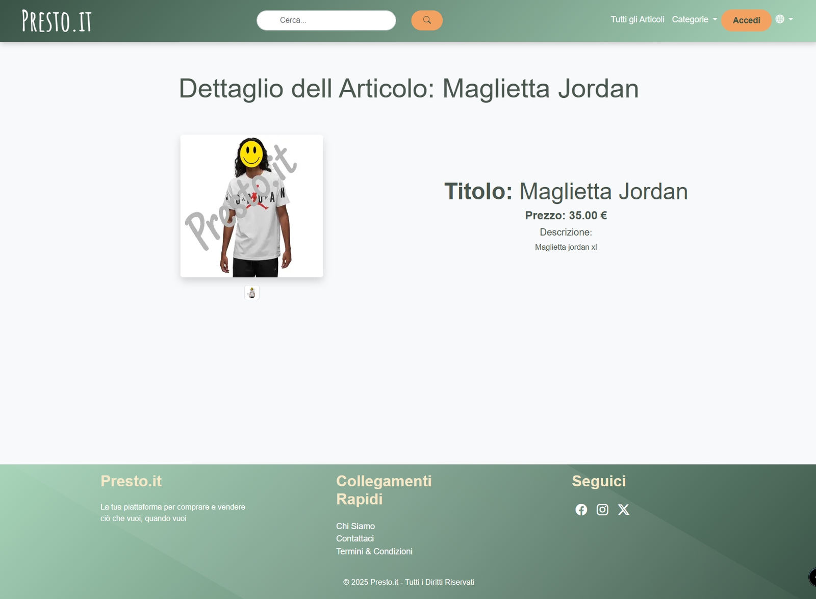 Screenshot 3 del progetto Presto - Marketplace con Laravel