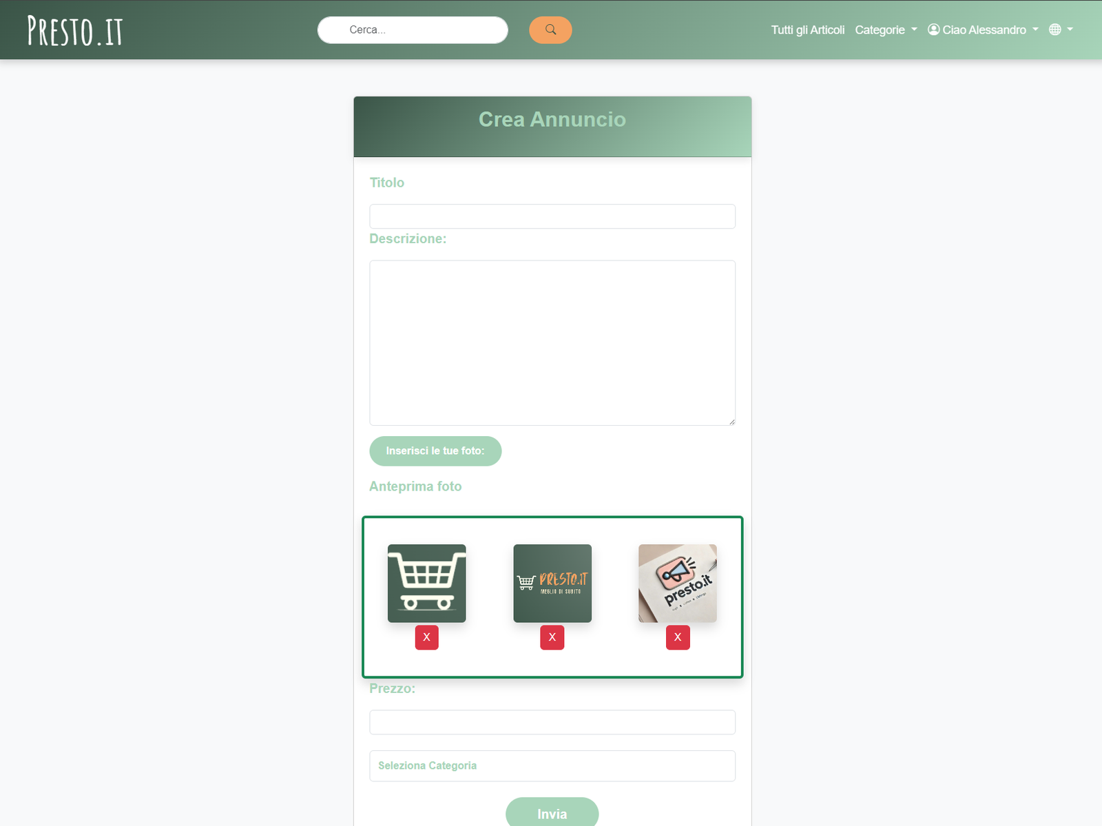 Screenshot 5 del progetto Presto - Marketplace con Laravel